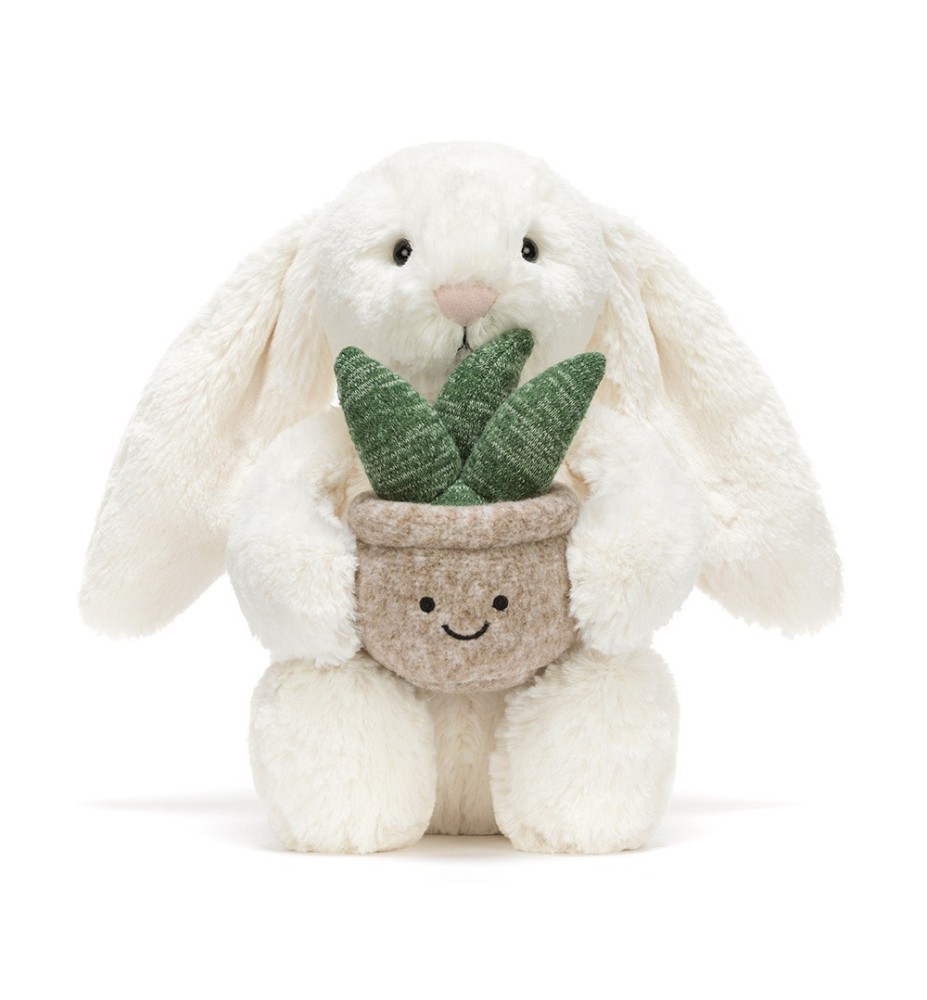 Cream Bunny With Plant - Jellycat